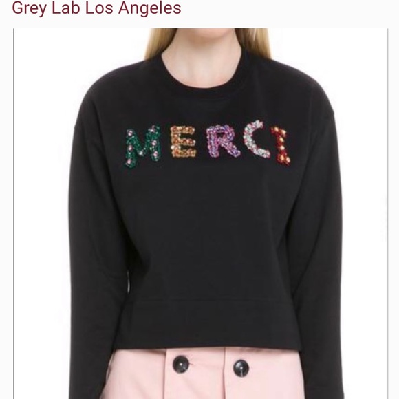 Grey Lab embellished Merci sweatshirt. Size small, never worn. - Picture 2 of 4